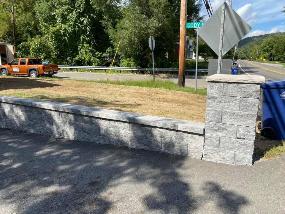 Street-edge stone retaining wall Morris County NJ